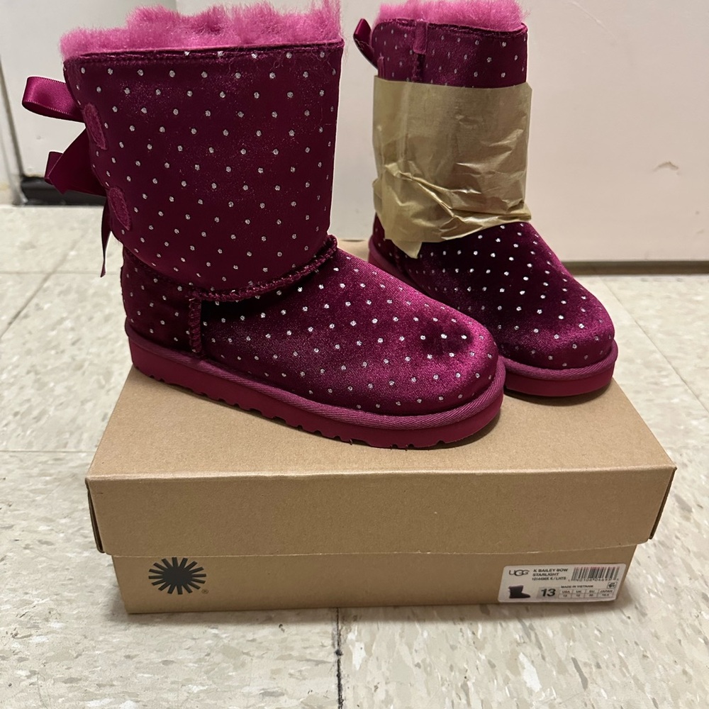 UGG Fuchsia Boots with White Polka Dots